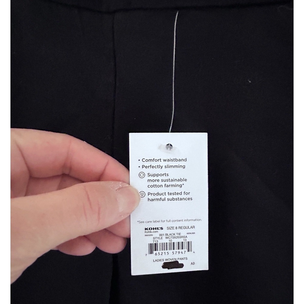 NWT Croft & Barrow The Effortless Stretch Chino Pant Mid Rise Black Sz8 Cotton - Picture 3 of 10